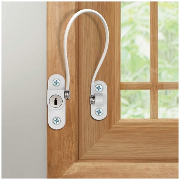 Vinduessikring V1 med Kabel og Ngle - Forkromet