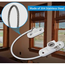 Vinduessikring V1 med Kabel og Ngle - Hvid