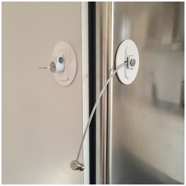 Vindue & Skabssikring V6 med Kabel og Ngle - Hvid