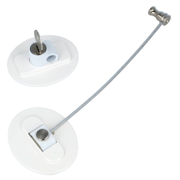 Vindue & Skabssikring V6 med Kabel og Ngle - Hvid