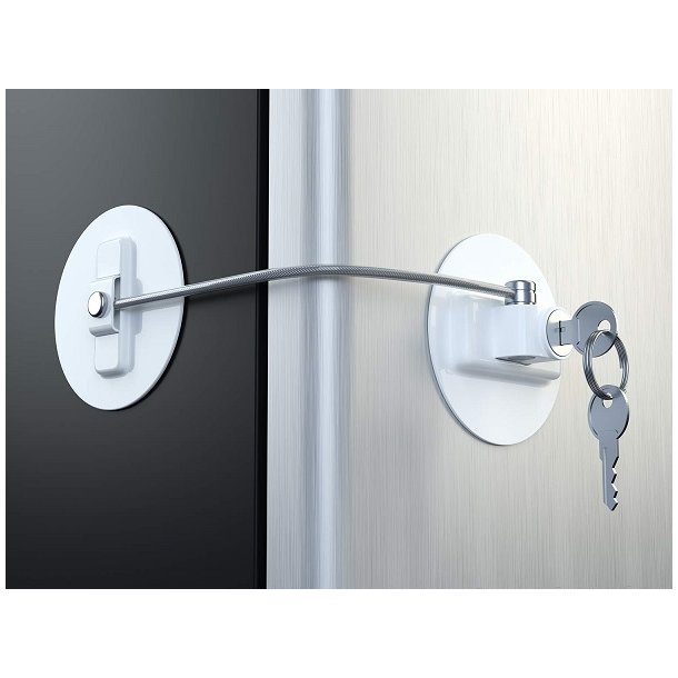 Vindue & Skabssikring V6 med Kabel og Ngle - Hvid