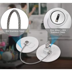 Vindue & Skabssikring V6 med Kabel og Ngle - Hvid