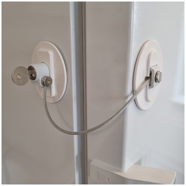 Vindue & Skabssikring V6 med Kabel og Ngle - Hvid