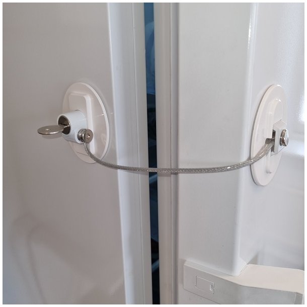 Vindue & Skabssikring V6 med Kabel og Ngle - Hvid