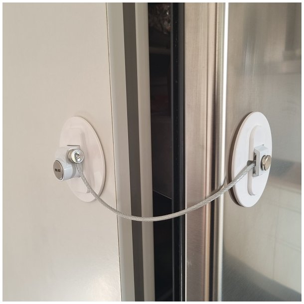 Vindue & Skabssikring V6 med Kabel og Ngle - Hvid