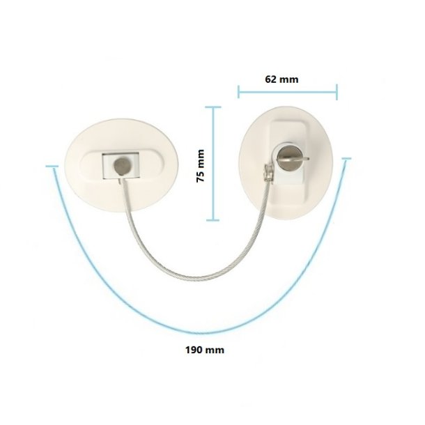 Vindue & Skabssikring V6 med Kabel og Ngle - Hvid