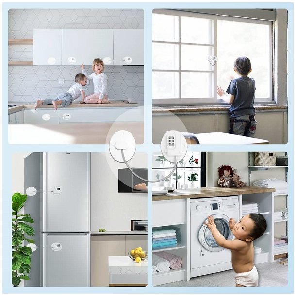 Vindue & Skabssikring V7 med Kabel og Kode - Hvid