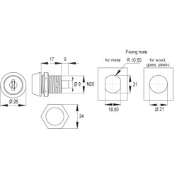 Tryk Skabsls "Abas" 19x19mm - Forniklet