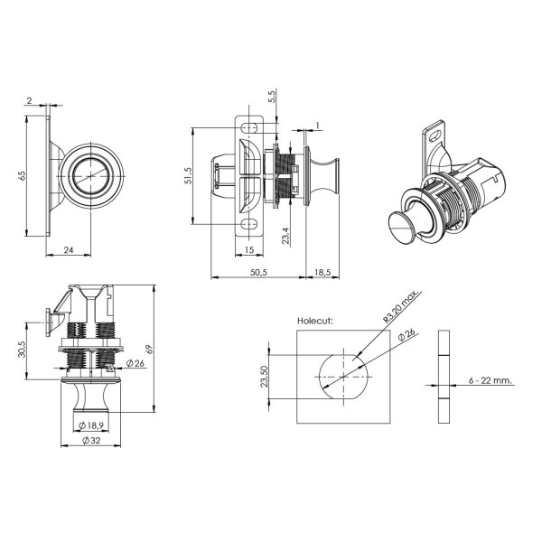 Campingvogn Smkls "Eir" - 6-22mm Front - Forkromet