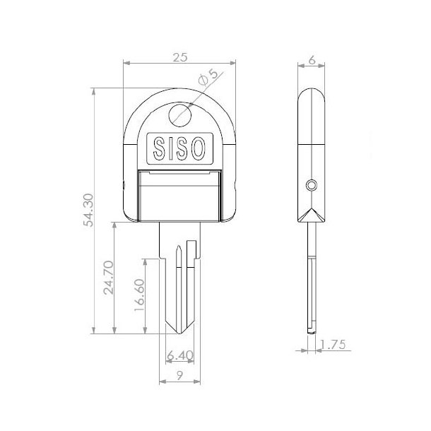 N�gle (H�ngslet) til Skabsl�se - til Samme N�gle (Kode D20)