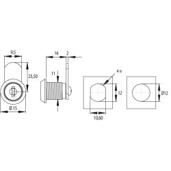 Skabsls "Eos" 12x16mm - Forkromet - Samme Ngle