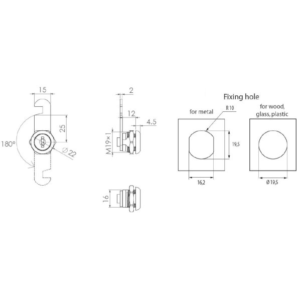 Skabsls "Aion" 19x12mm - Forkromet