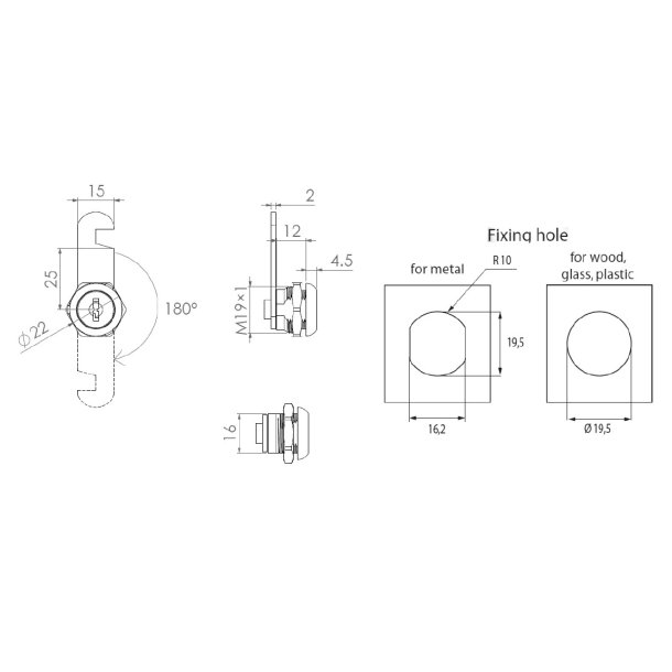 Skabsls "Aion" 19x12mm - Forkromet - Samme Ngle
