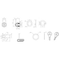 Skabsls "Cronus" 18x16mm - Forkromet