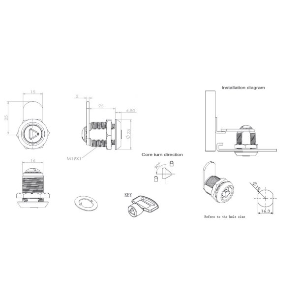 Tryk Skabsls "Hydra" 19x25mm - Trekant Ngle