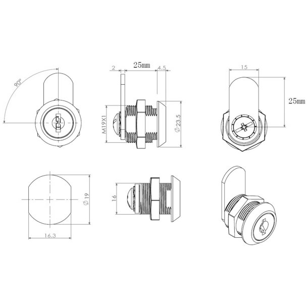 Skabsls "Snake" 19x25mm  - Forkromet