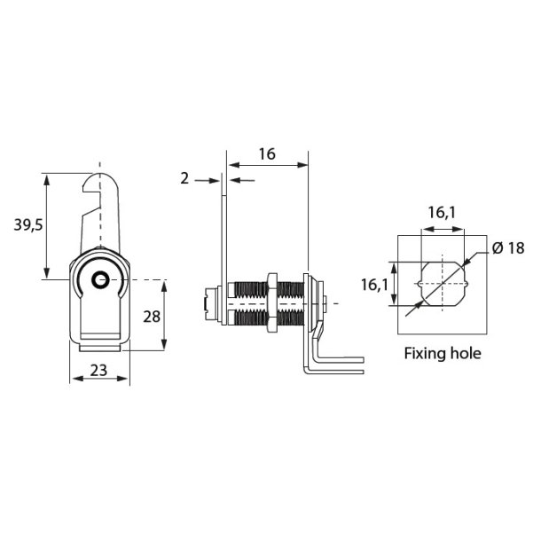 Skabsls "Loop" til Hngels 18x16mm - Forkromet