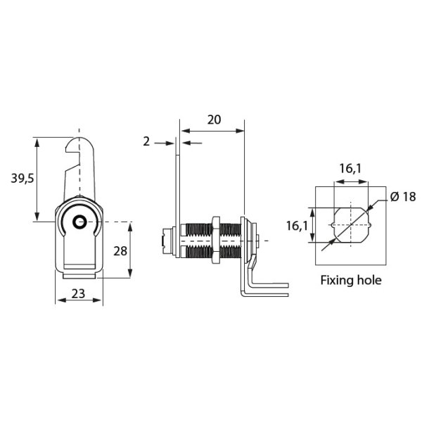 Skabsls "Loop" til Hngels 18x20mm - Forkromet