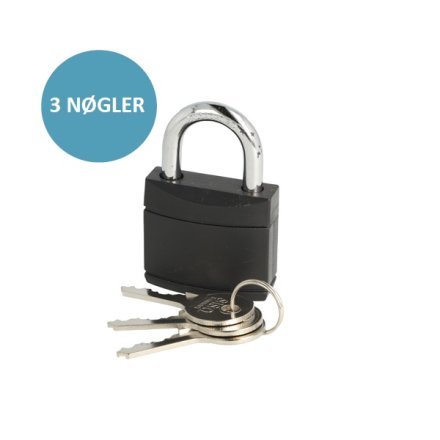 H�ngel�s 40mm med Sort Plastik Kappe - Samme N�gle (KA5)