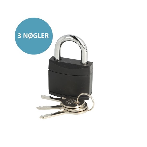 H�ngel�s 40mm med Sort Plastik Kappe - Samme N�gle (KA5)