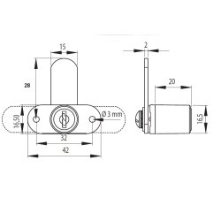 Skabsls "Cacus" 16,5x20mm - Alu Look