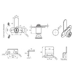 Skabsls "Cacus" 16,5x20mm - Forkromet - Dobbelt Lsning