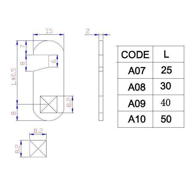 Lsetunge A07 til Skabsls - Lige - med Krog - C/E 25mm