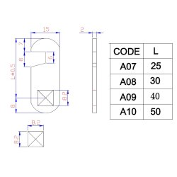 Lsetunge A10 til Skabsls - Lige - med Krog - C/E 50mm