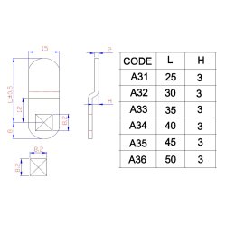 L�setunge A35 til Skabsl�s  - 3mm Forkr�pning - C/E 45mm
