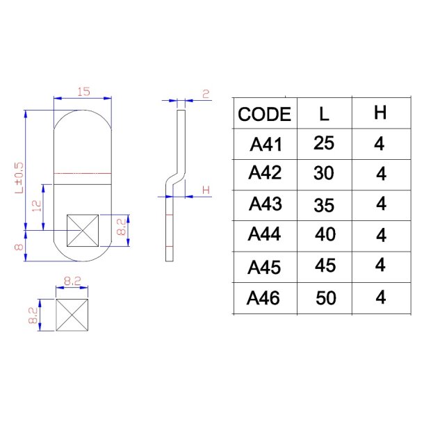 Lsetunge A44 til Skabsls  - 4mm Forkrpning - C/E 40mm
