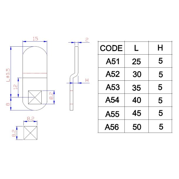 Lsetunge A54 til Skabsls  - 5mm Forkrpning - C/E 40mm