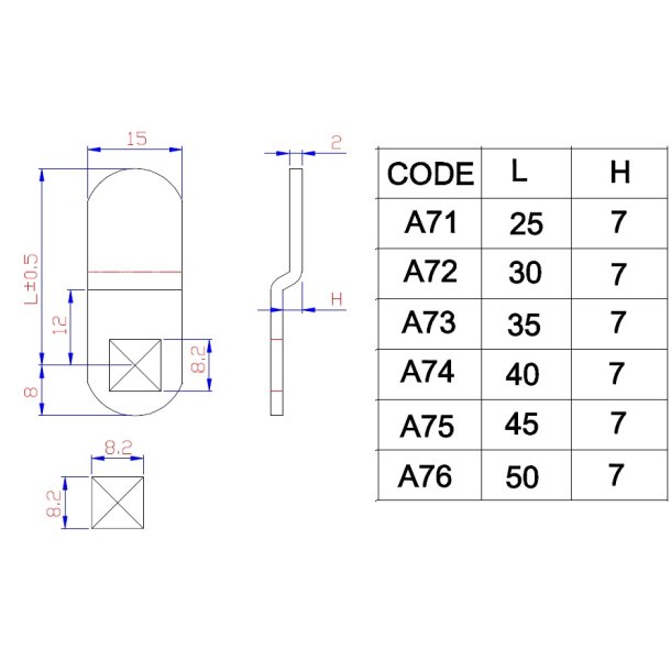 Lsetunge A74 til Skabsls  - 9mm Forkrpning - C/E 40mm