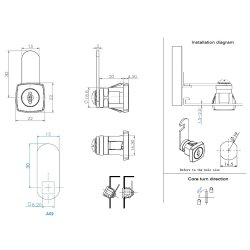 Skabsls "Argus" 19x20mm - Forkromet