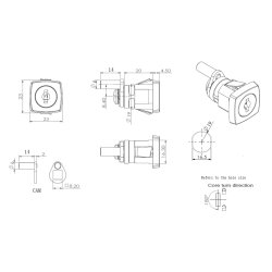 Skabsls "Corus" 19x20mm - Forkromet