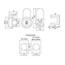 Skabsls "Nomos" 16x9,5mm - Forkromet