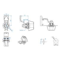 Skabsls "Zelos" m//Vrider 20x18mm - Forkromet