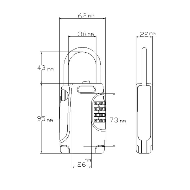 Ngleboks XL med Bjle - 4 Cifre