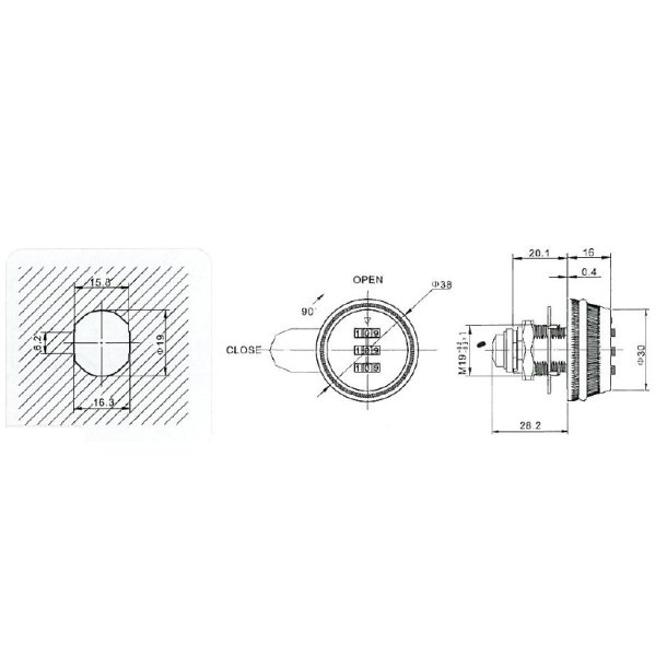 Kodels "Ceto" med 3 Hjul - 19x20mm - Forkromet