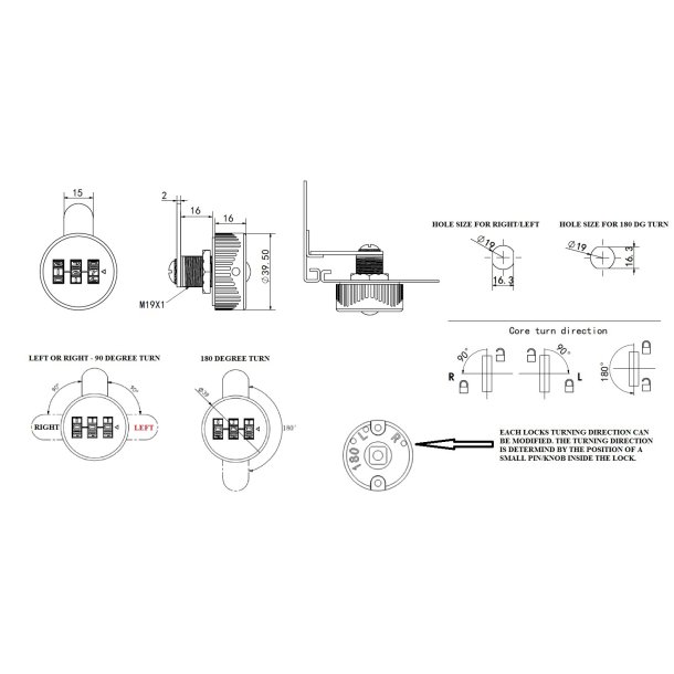Kodels "Atlas" med 3 Hjul - 19x16mm - Forkromet - Venstre