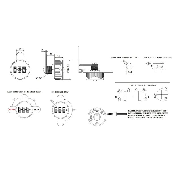 Kodels "Atlas" med 3 Hjul - 19x30mm - Sort - Hjre