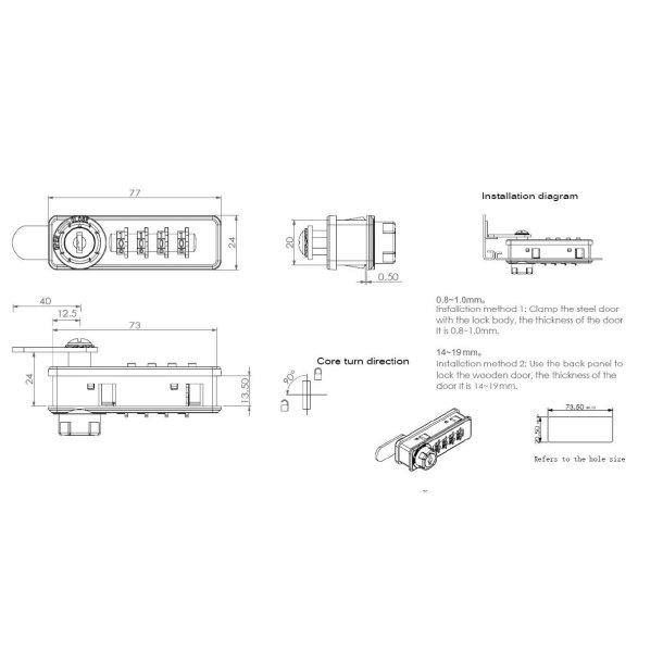 Kodel�s "Circe"med 4 Hjul - 77x24mm - H�jre - Engangskode