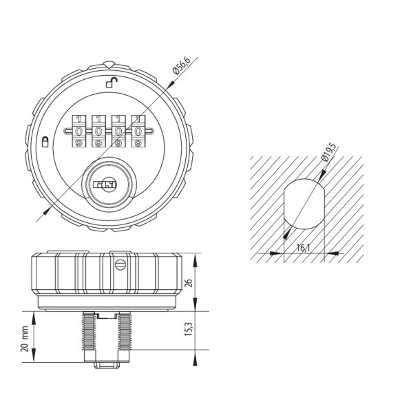 Kodels "Ino" 19x20mm med 4 Hjul - Hovednglesystem