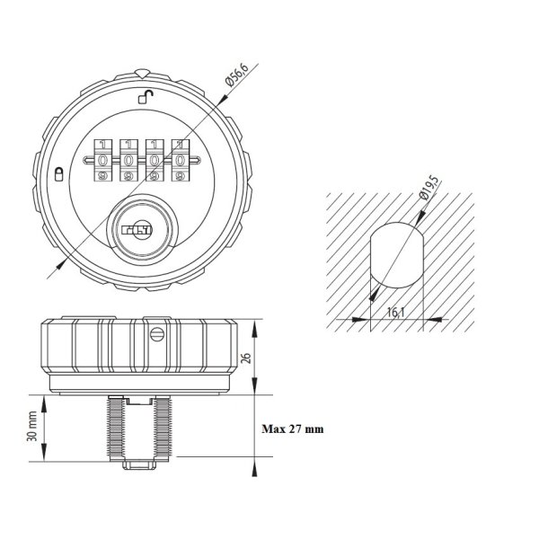Kodels "Ino" 19x30mm med 4 Hjul - Hovednglesystem