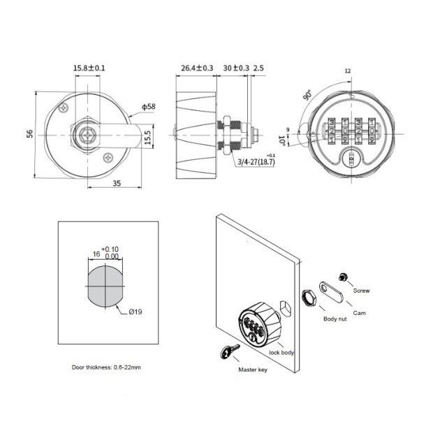 Kodels "Titan" 19x30mm med 4 Hjul - Hovednglesystem