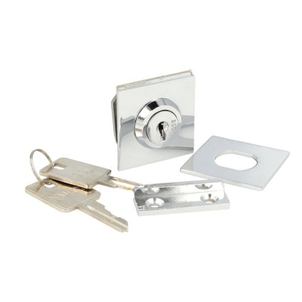 Vitrineskabsl�s til 8-10mm Glas - Forkromet