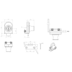 Vitrineskabsl�s "Fulla" til 4-6mm Glas - Samme N�gle (D20)