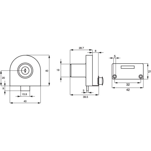 Vitrineskabsls "Lofn" til 6-8mm Glas - Forkromet