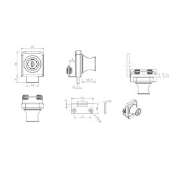 Vitrineskabsls "Gerd" til 4-6mm Glas - Messing Look