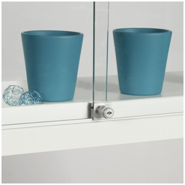 Vitrineskab Skydedrs Trykls "Njrun" - Alu Finish