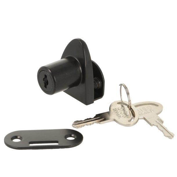 Vitrineskabsls "Vr" til 4-6mm Glas - Sort